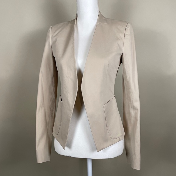 Theory Open Front Tan Blazer in Stretch Cotton - Picture 1 of 7